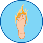 Brennender Fuß rundes Symbol
