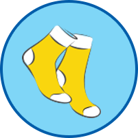 Gelbe Socken rundes Symbol